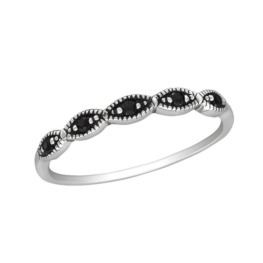 Sterling Silver Black & Silver CZ Women's Ring | 5 Stones